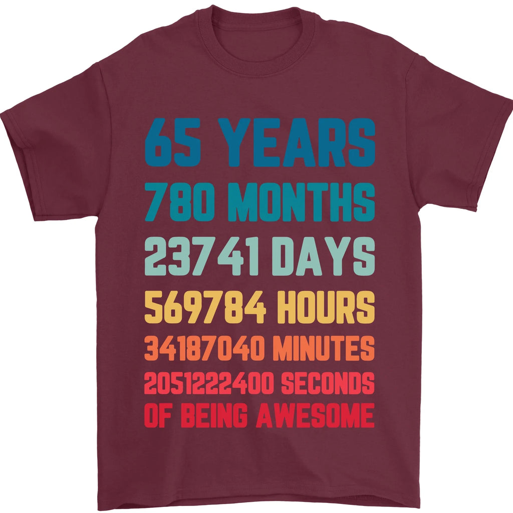 65th Birthday 65 Year Old Mens T-Shirt 100% Cotton