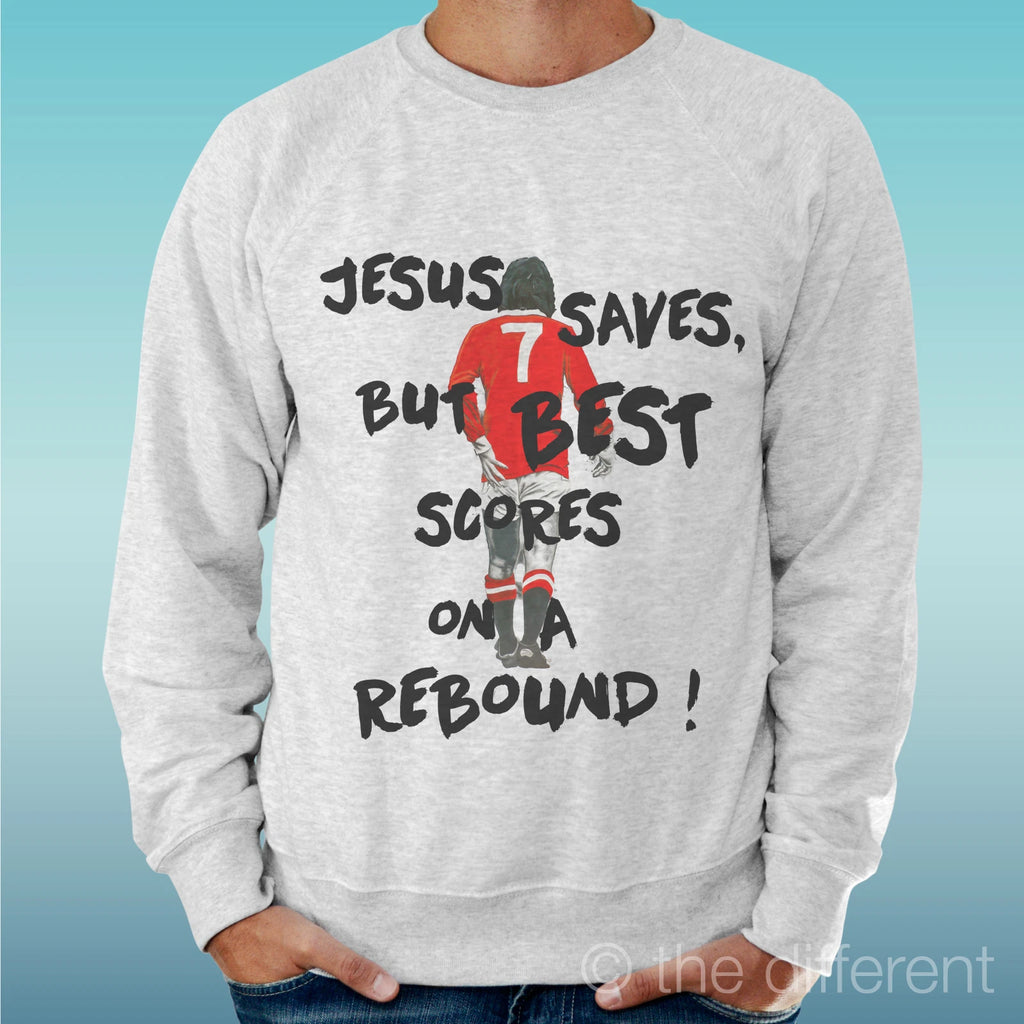 Light Men's Sweater Grey George Best God Goal Phrase
