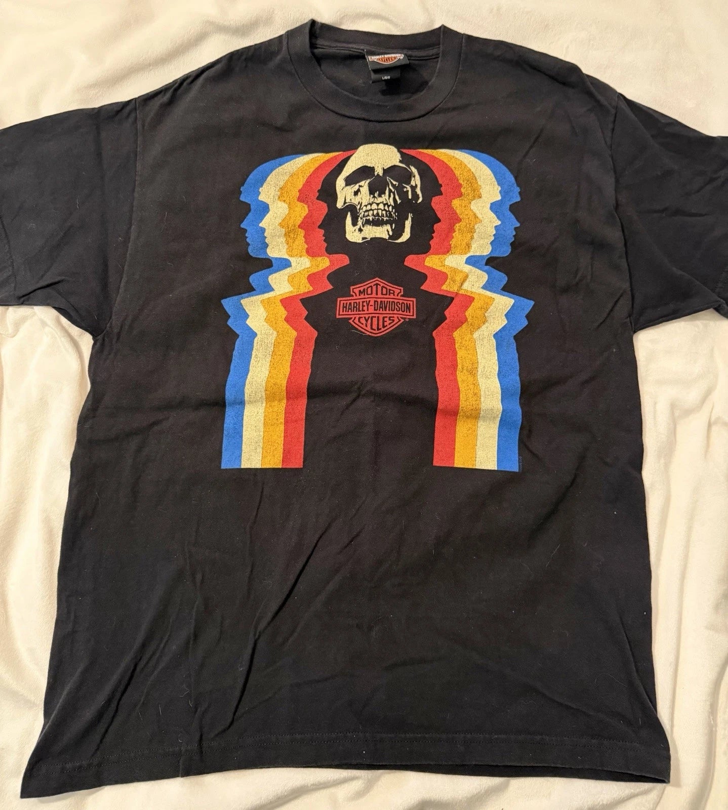 Harley-Davidson Graphic Biker Tee Men's L Skull Black Wolf Bristol VA 2-Sided