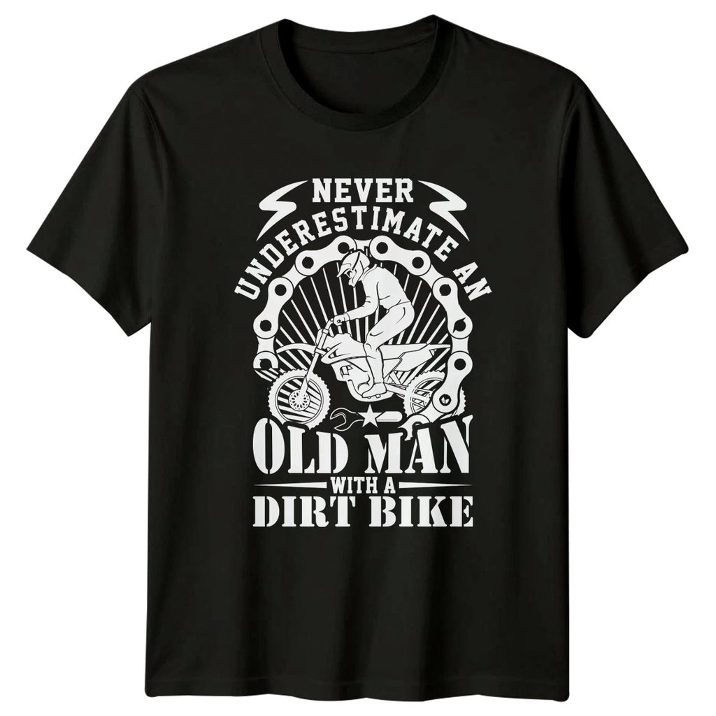 Never Underestimate An Old Man Mens T-Shirt Dirt Bike Motocross Gift For Him