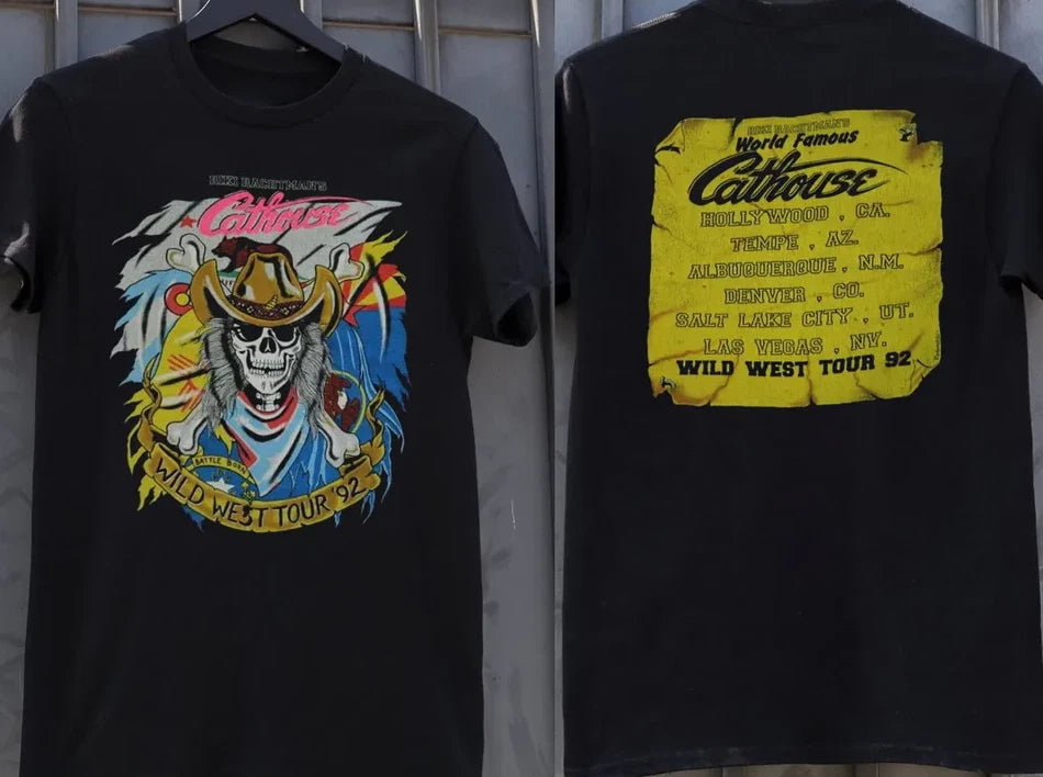 Vintage 1992 Cathouse Wild West Hollywood Tour T-Shirt Double Sided