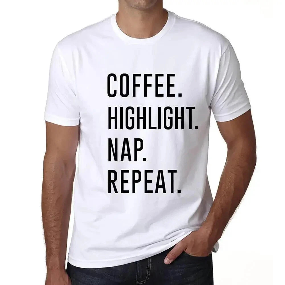 ULTRABASIC men's coffee t-shirt highlighting coffee nap repetition