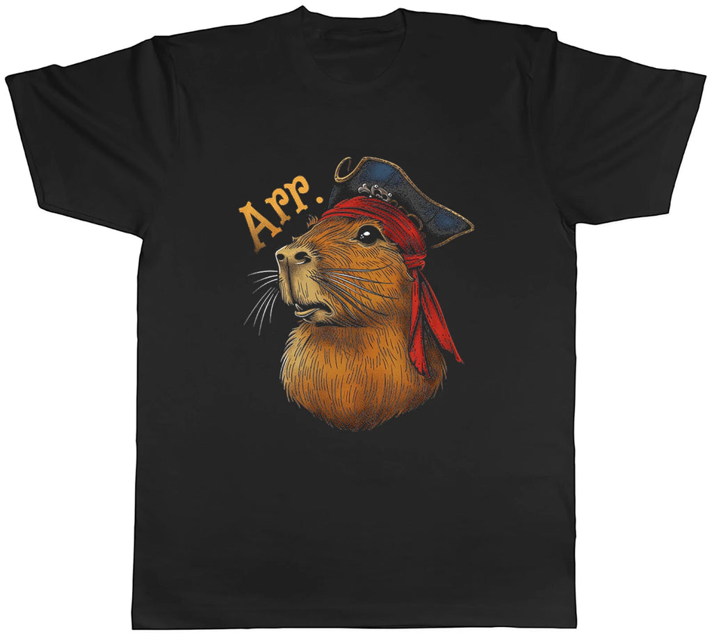 Pirate Capybara Mens T-Shirt Arr Funny Pet Animal Tee Gift