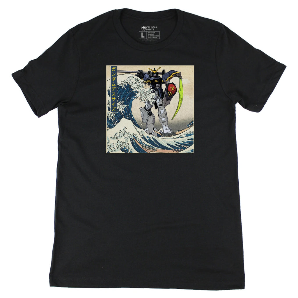 Gundam Deathscythe in the Great Wave off Kanagawa Anime Graphic Art T-Shirt