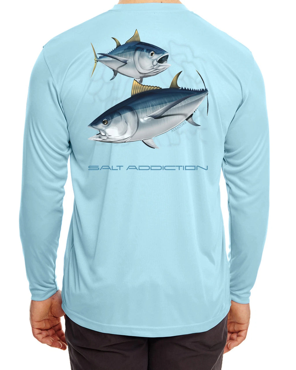 Salt Addiction microfiber Albacore Tuna fishing long sleeve life t shirt 30+ uv