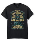 Life Begins at 30 T-Shirt Mens Funny Born In 1996 30th Birthday Gift for Him Son