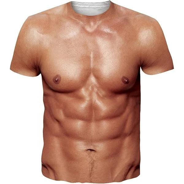 Men's Funny 3D Muscle Printed Short Sleeve T-Shirt 3D V515
