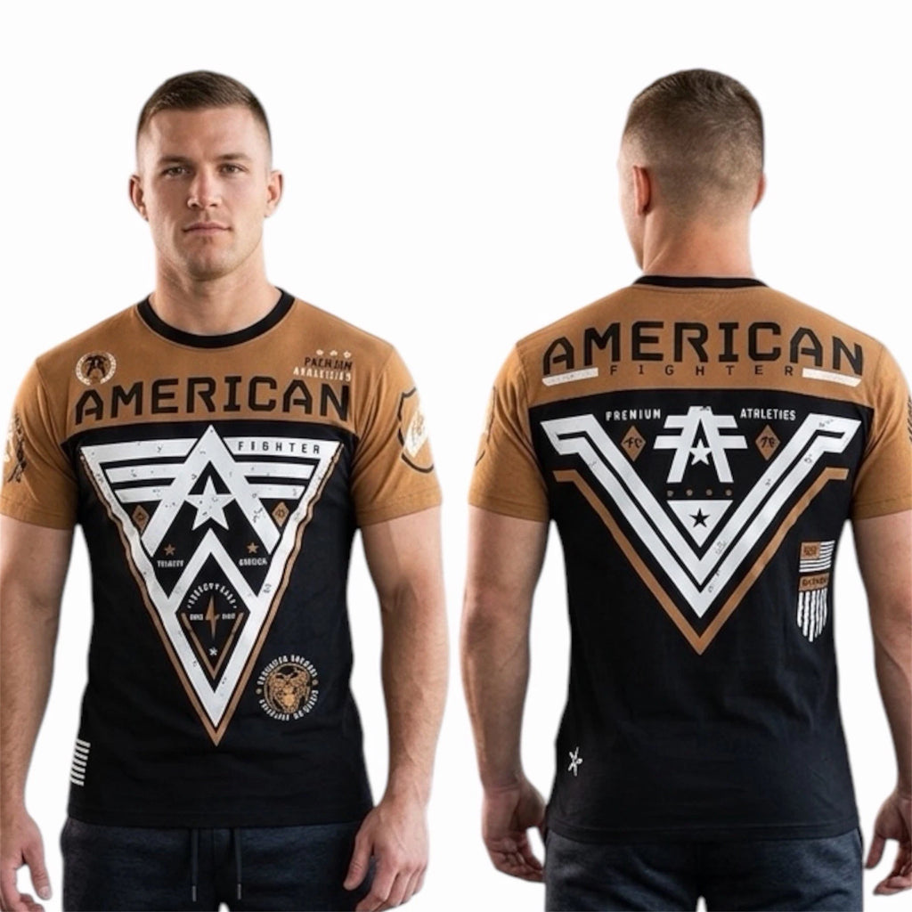 AMERICAN FIGHTER Black Burnt Texas Orange MIDWAY Athletic Graphic T-shirt NWT