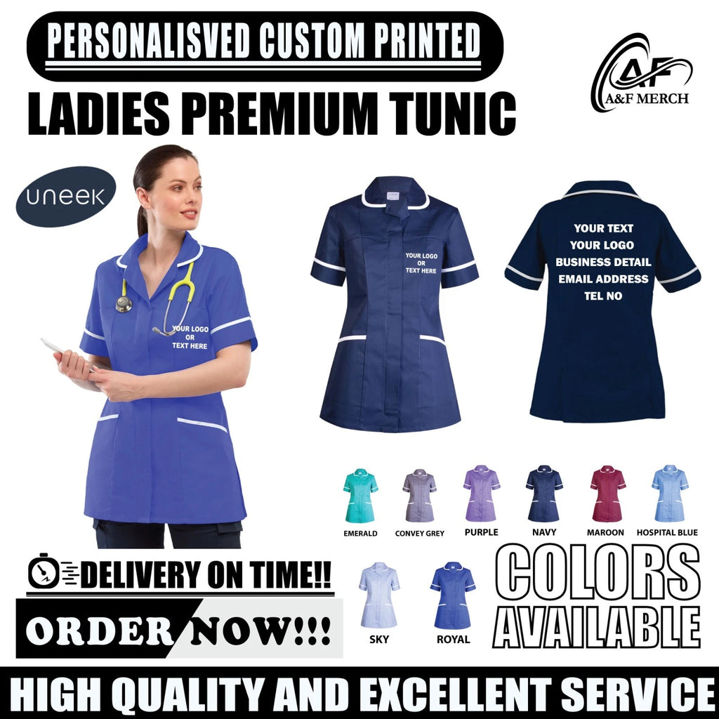 Personalised Custom Printed Ladies Premium Tunic Healthcare Salon Spa UC923