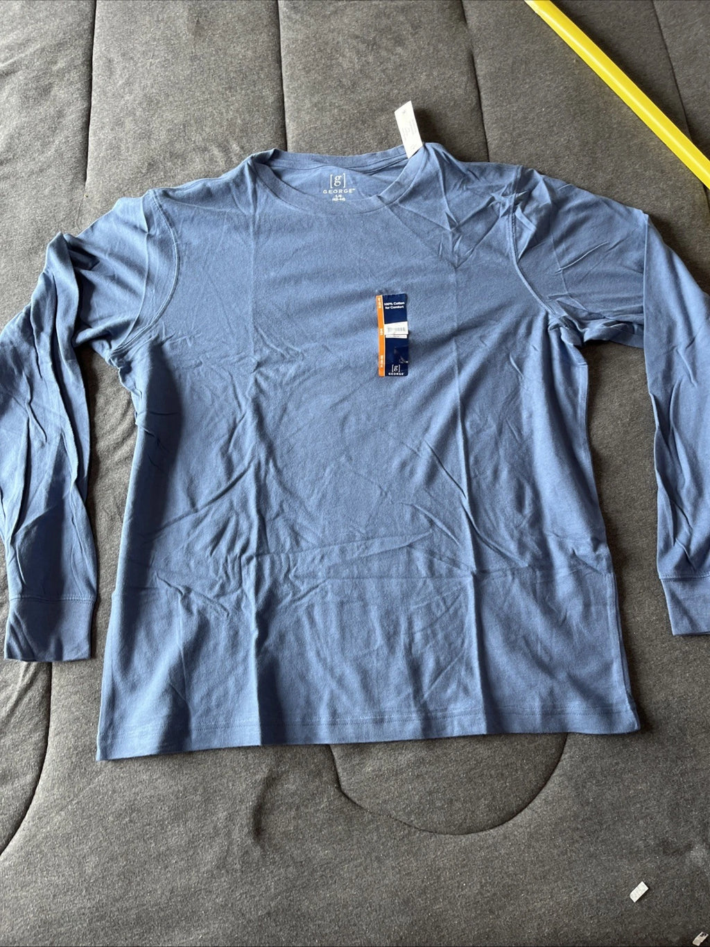 GEORGE 100% COTTON FOR COMFORT BLUE LONG SLEEVE CREW NECK TEE SHIRT  M(38-40)