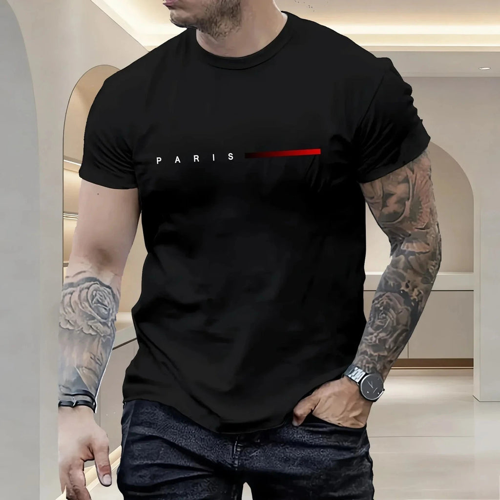 Men's T-Shirt Paris Print Stylish Street Fashion Normal Fit Round Neck 2XS-5XL