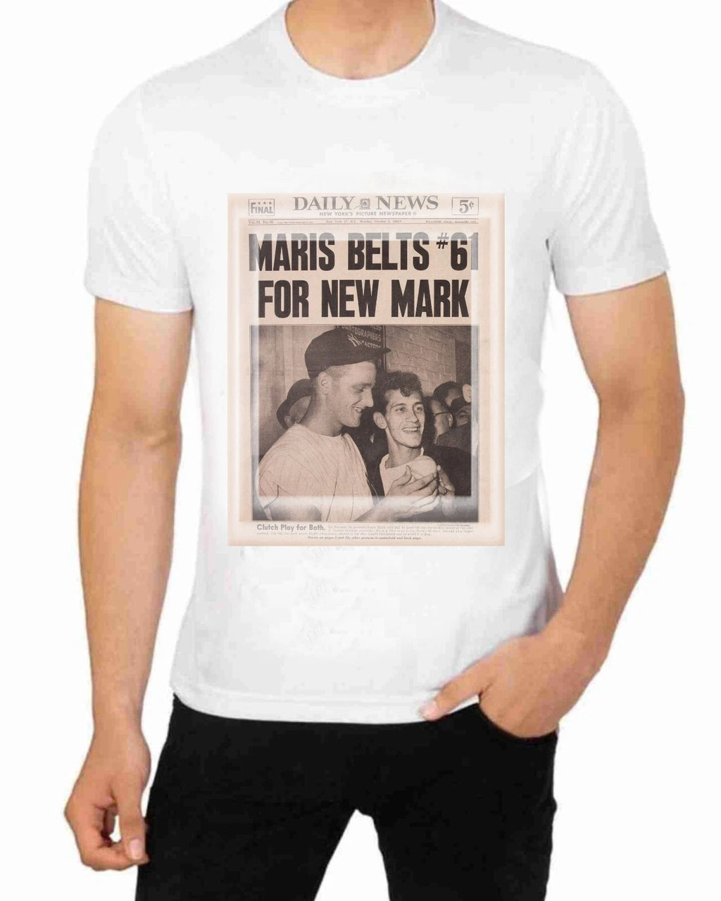 Roger Maris Hit 61 Home Runs Headlines Art T shirt Apparel Baseball Memorabilia