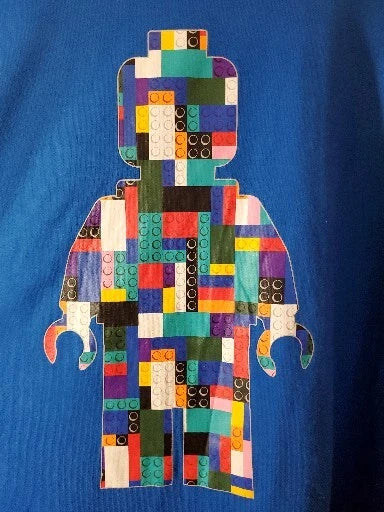 Lego x Target T-Shirt XL Mens Blue Short Sleeve Minifigure Urban Brick
