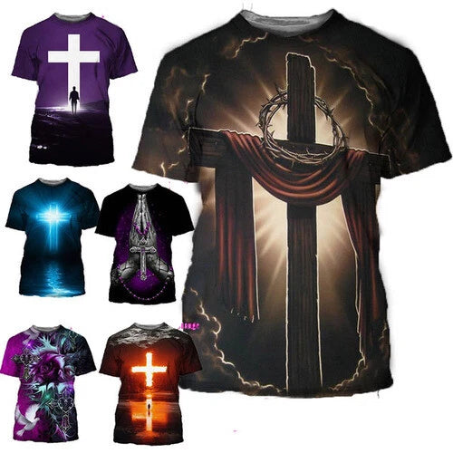 Christian cross Jesus  womens/mens Short Sleeve T-Shirt Casual Tops Tee