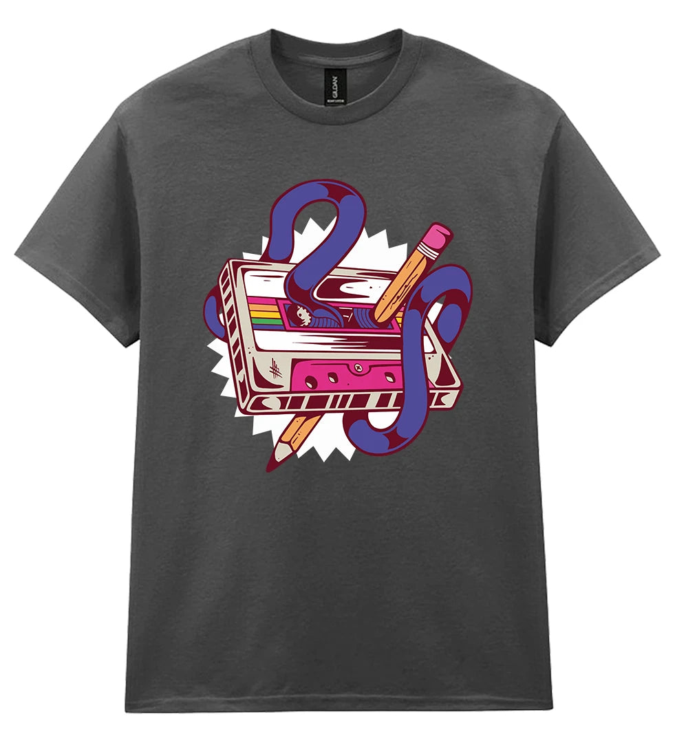 Retro Cassette T-Shirt Tape Mens Womens Gift For Music lovers Ghetto Blaster
