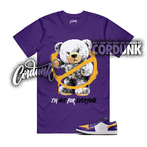 1 Low SE Lakers Court Purple White Black University Gold T Shirt Match NOT