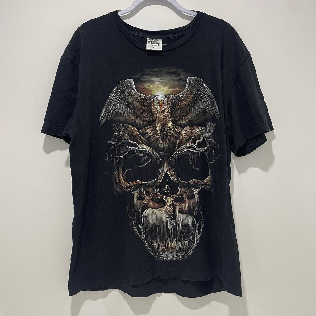 Thrift Shop Urban Apparel Skull Animal Print  T-Shirt Size Xl Black