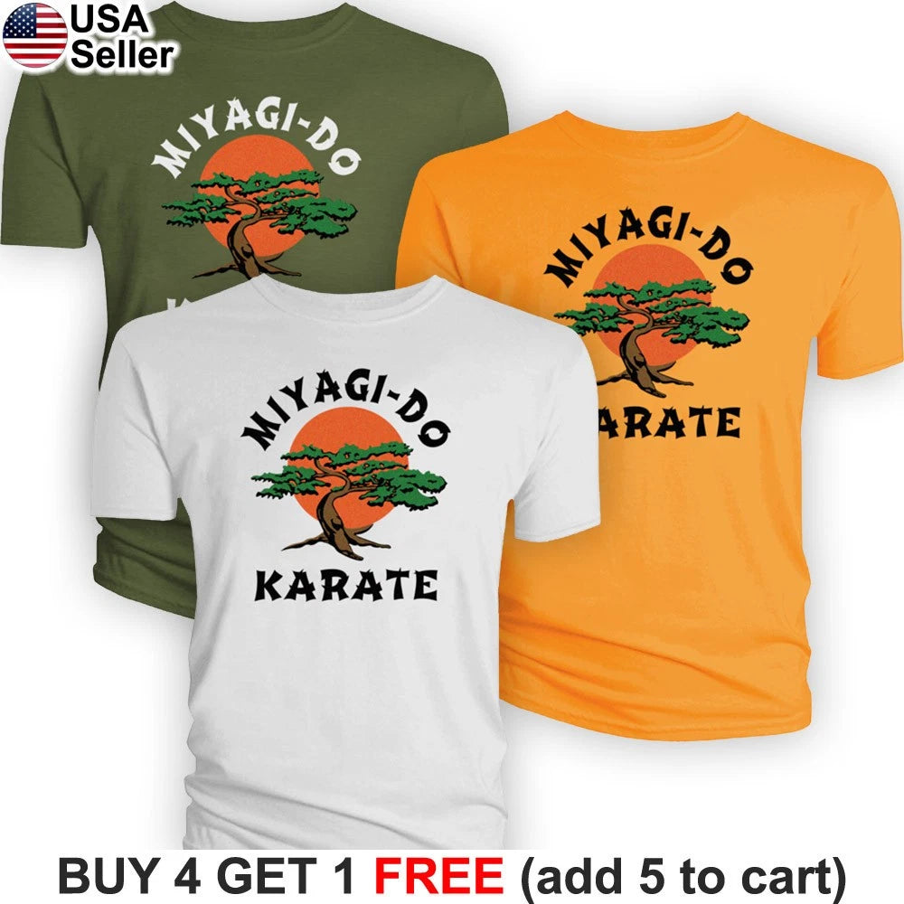 Miyagi-Do Karate T-Shirt Mr Kid Dojo 80's Retro Cobra Kai Bonsai Tree BKK02