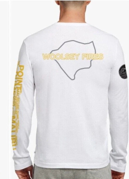 Standard James Perse men crew Neck T-Shirt White l/s Woolsey Fires  mlj3352