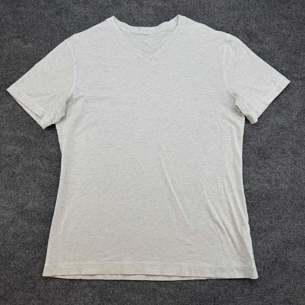 Lululemon Shirt Mens large Gray V Neck Short Sleeve Stretch