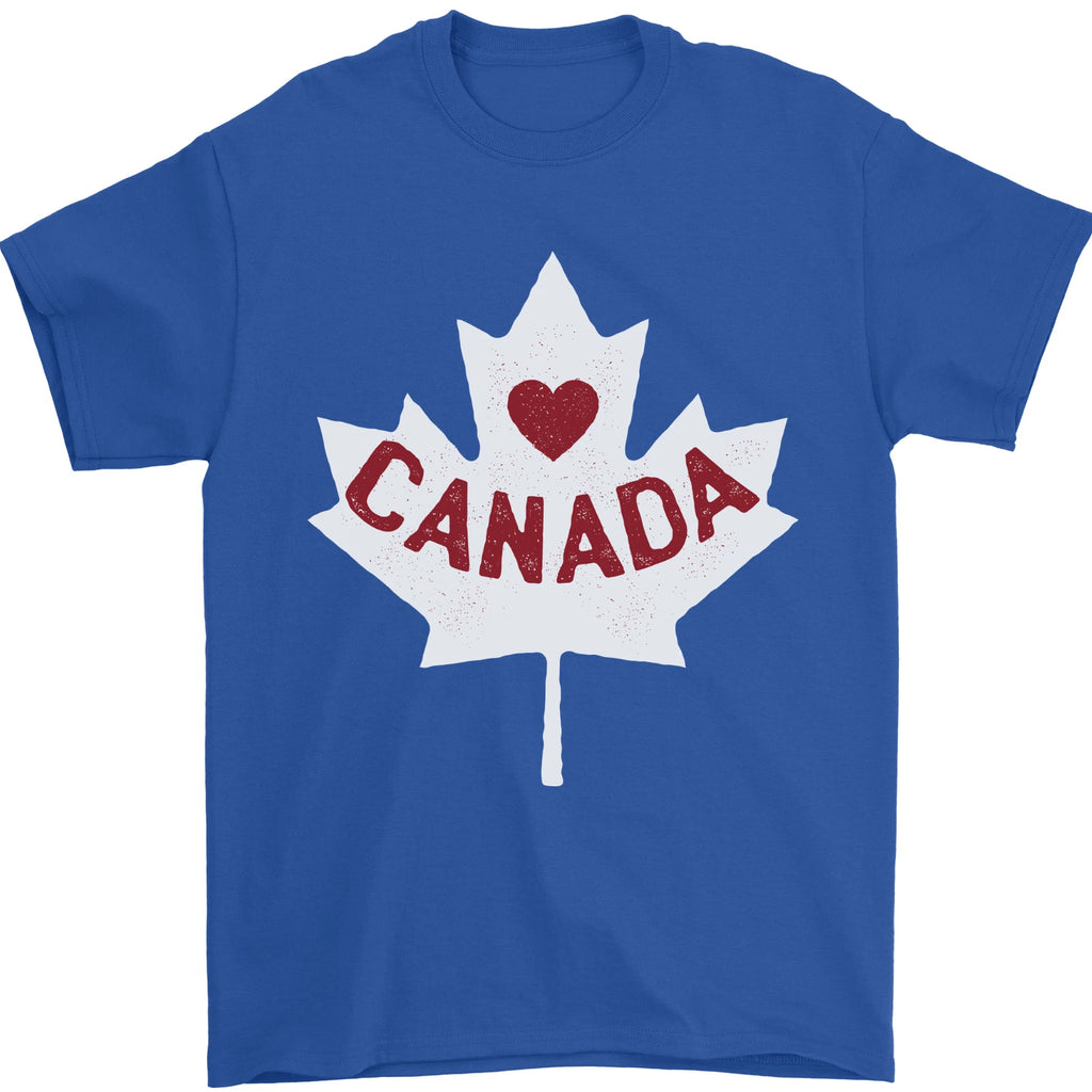 Canada Heart Canadian Flag Mens T-Shirt 100% Cotton