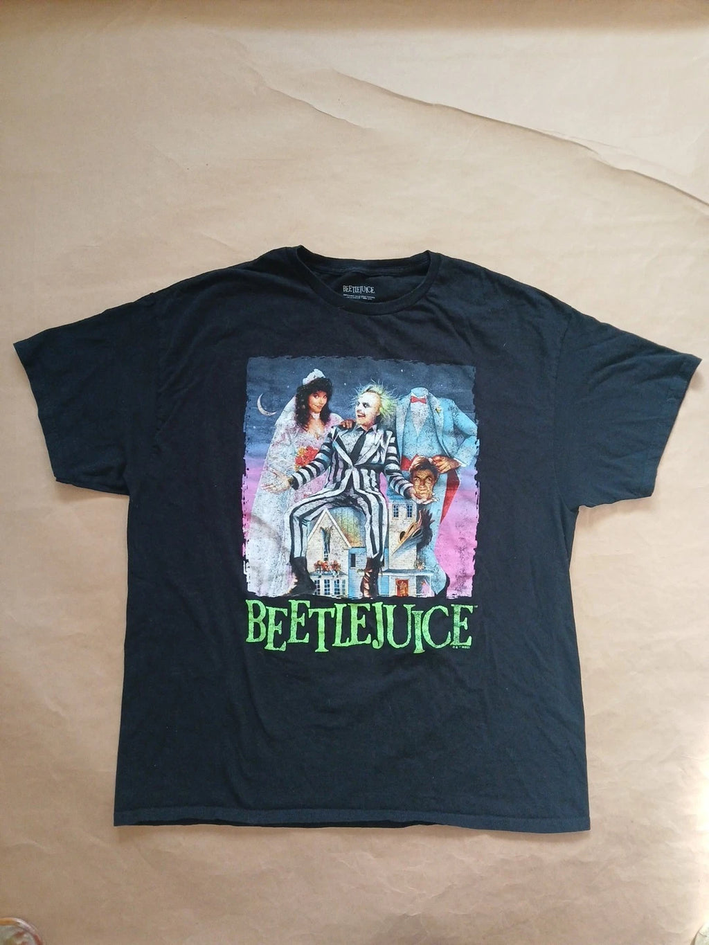 Beetlejuice T Shirt Adult XL Black Cotton Graphic Tee Goth Aesthetic