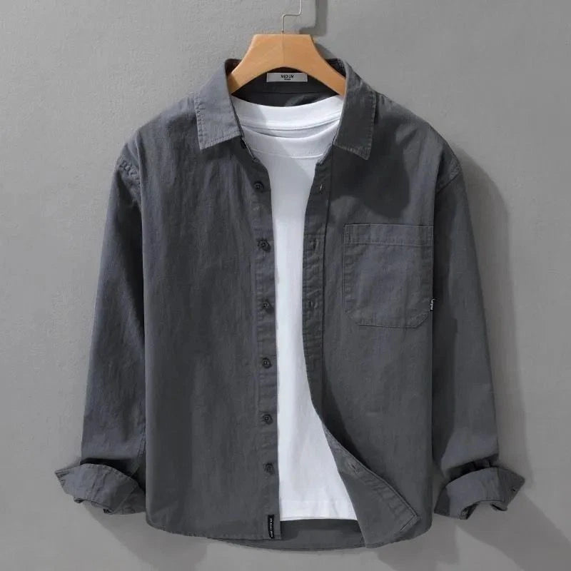 Mens Trendy Minimalist Japanese-style Loose-fit Shirt