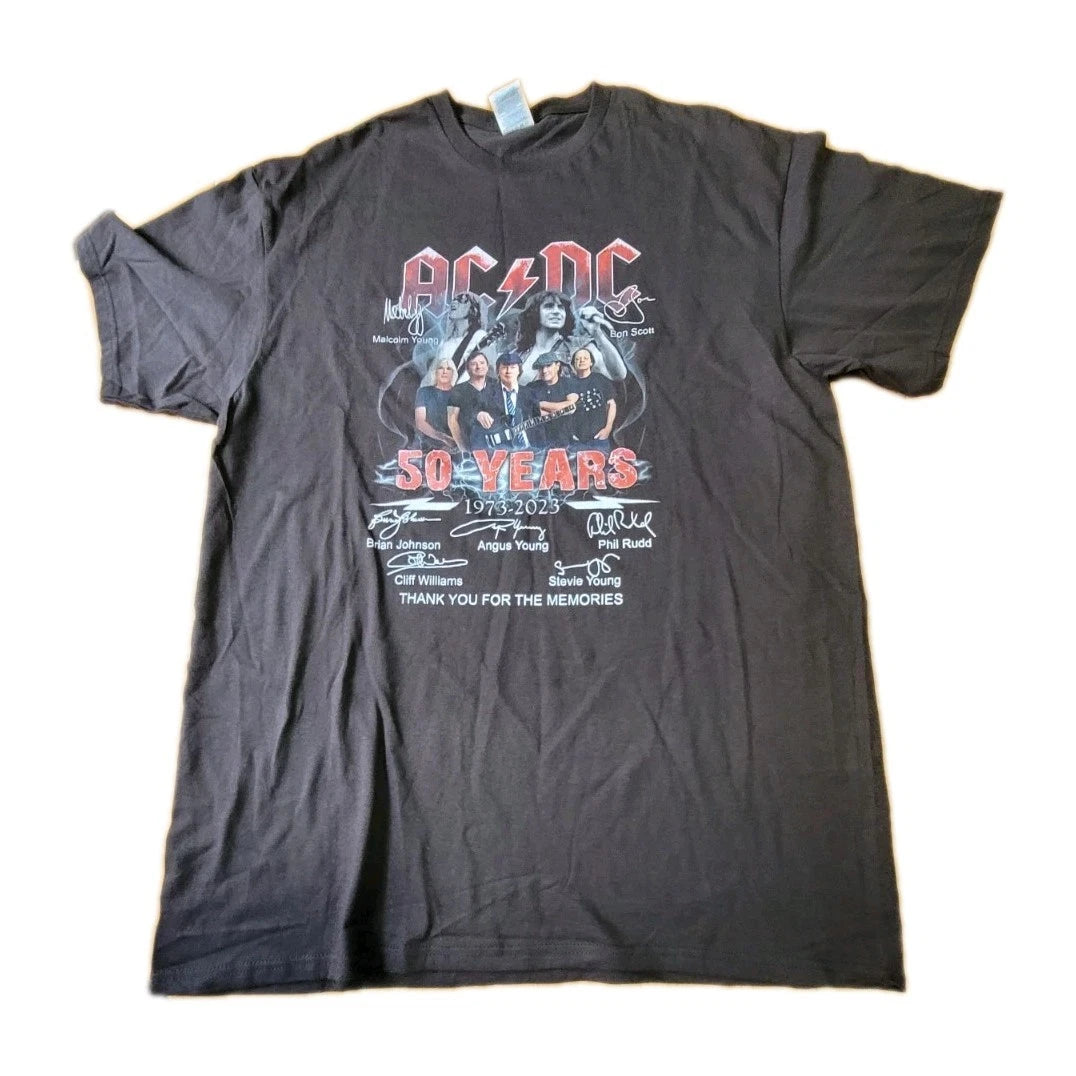 Vintage Y2k Acdc 50 Years Thanks For The Memories T Shirt Men's Size XL T Shirt