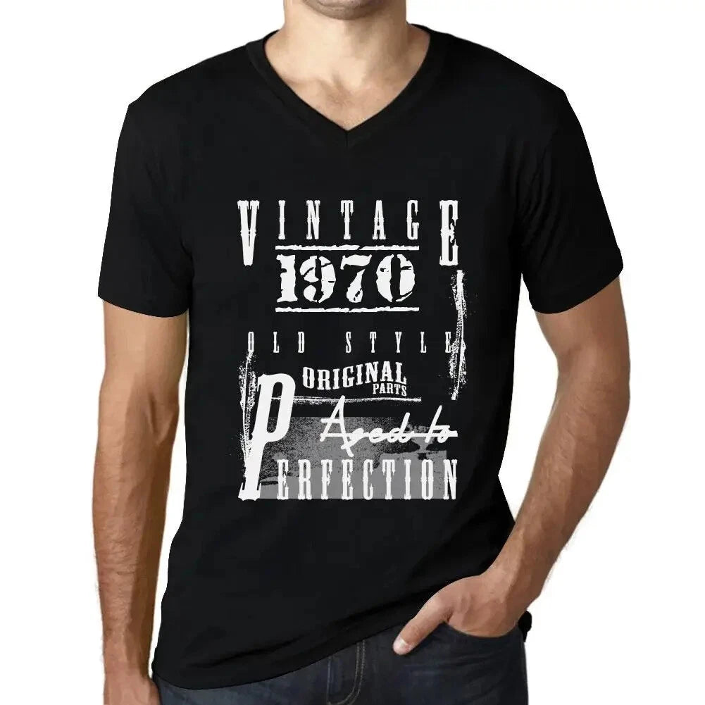 Men's Graphic T-Shirt V Neck Original Parts Aged to Perfection 1970 54th