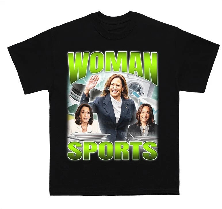 Woman Sports T-Shirt Kamala Harris Inspired Funny Political Graphic Tee Meme
