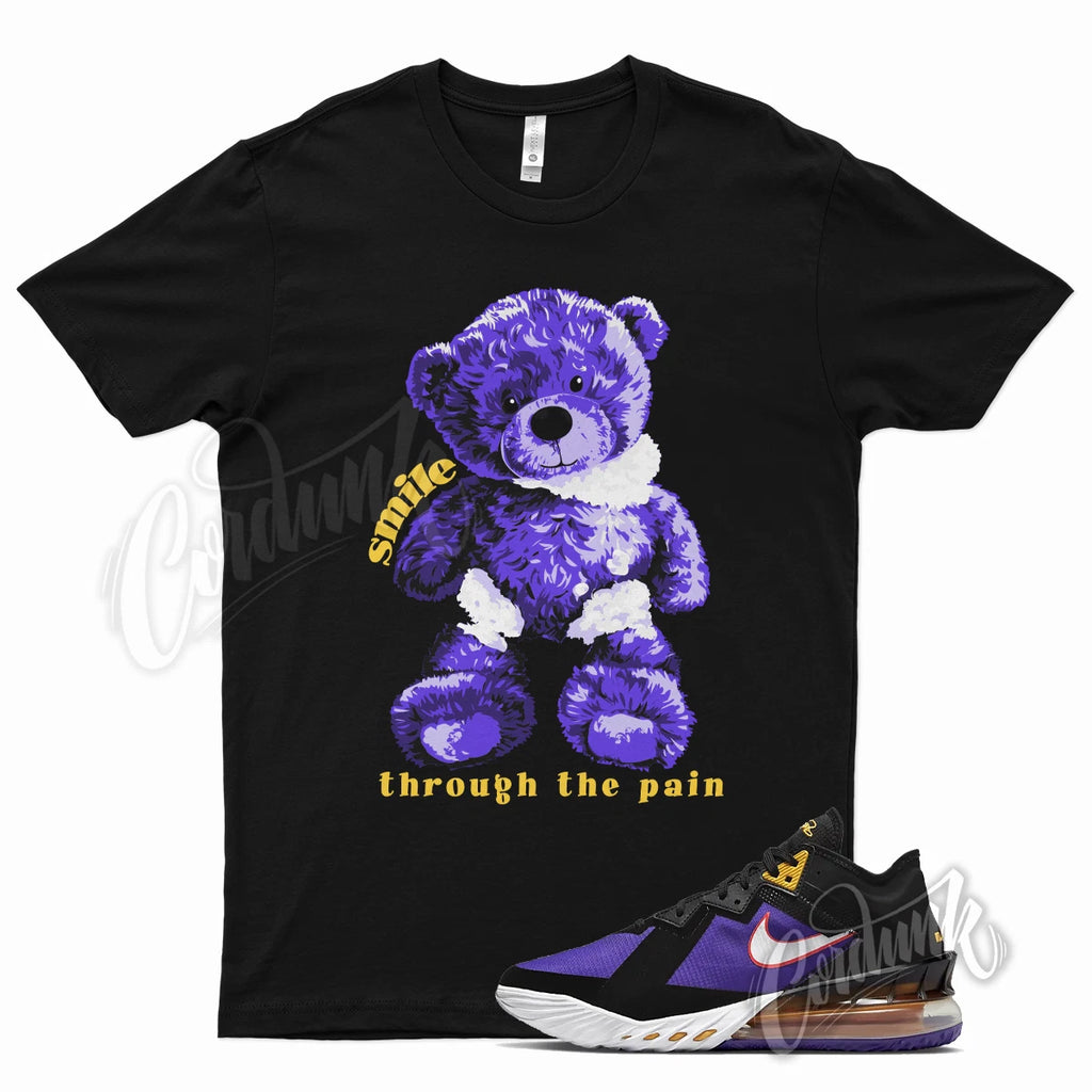 Black SMILE T Shirt for Lebron 18 Low Fierce Purple Racer Yellow