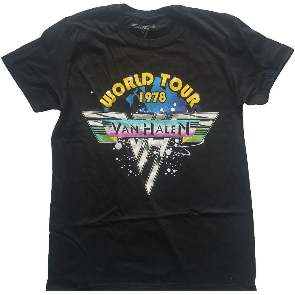 Men's Van Halen World Tour '78 Full Colour Slim Fit T-shirt Medium Black