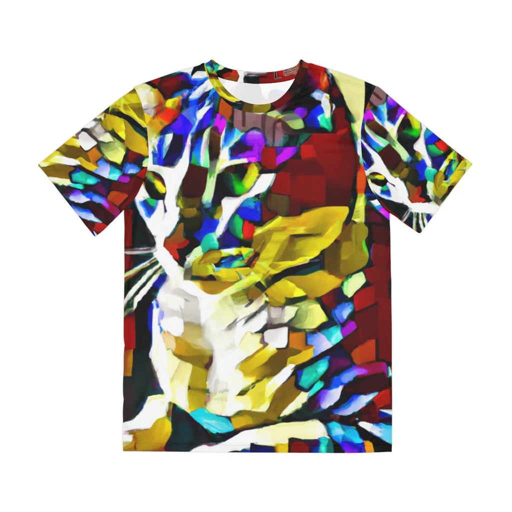 All Over Print Cat T Shirt Abstract Cool Art Tee Feline Psychedelic Colorful