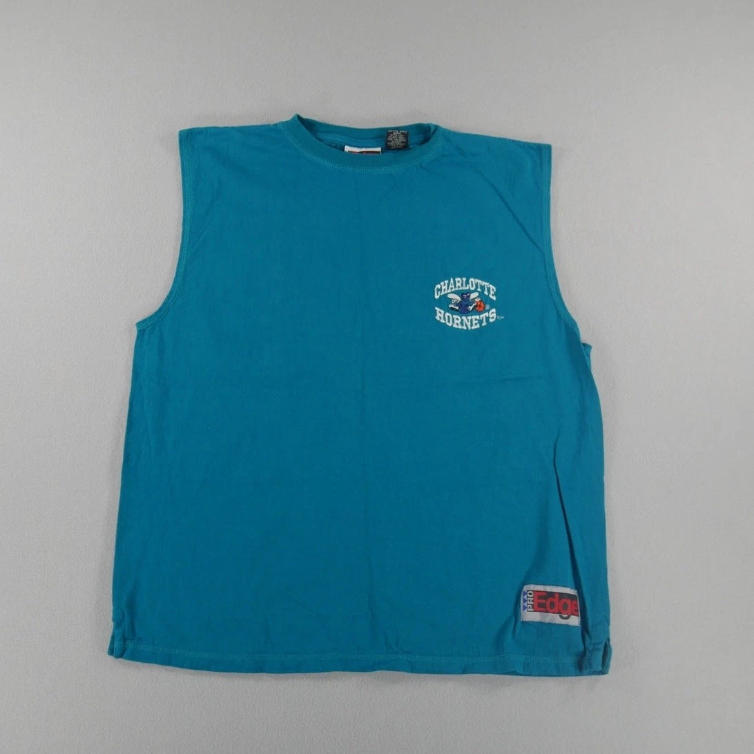 Vintage Y2K Pro Edge Charlotte Hornets Sleeveless Teal NBA Shirt Mens Size M