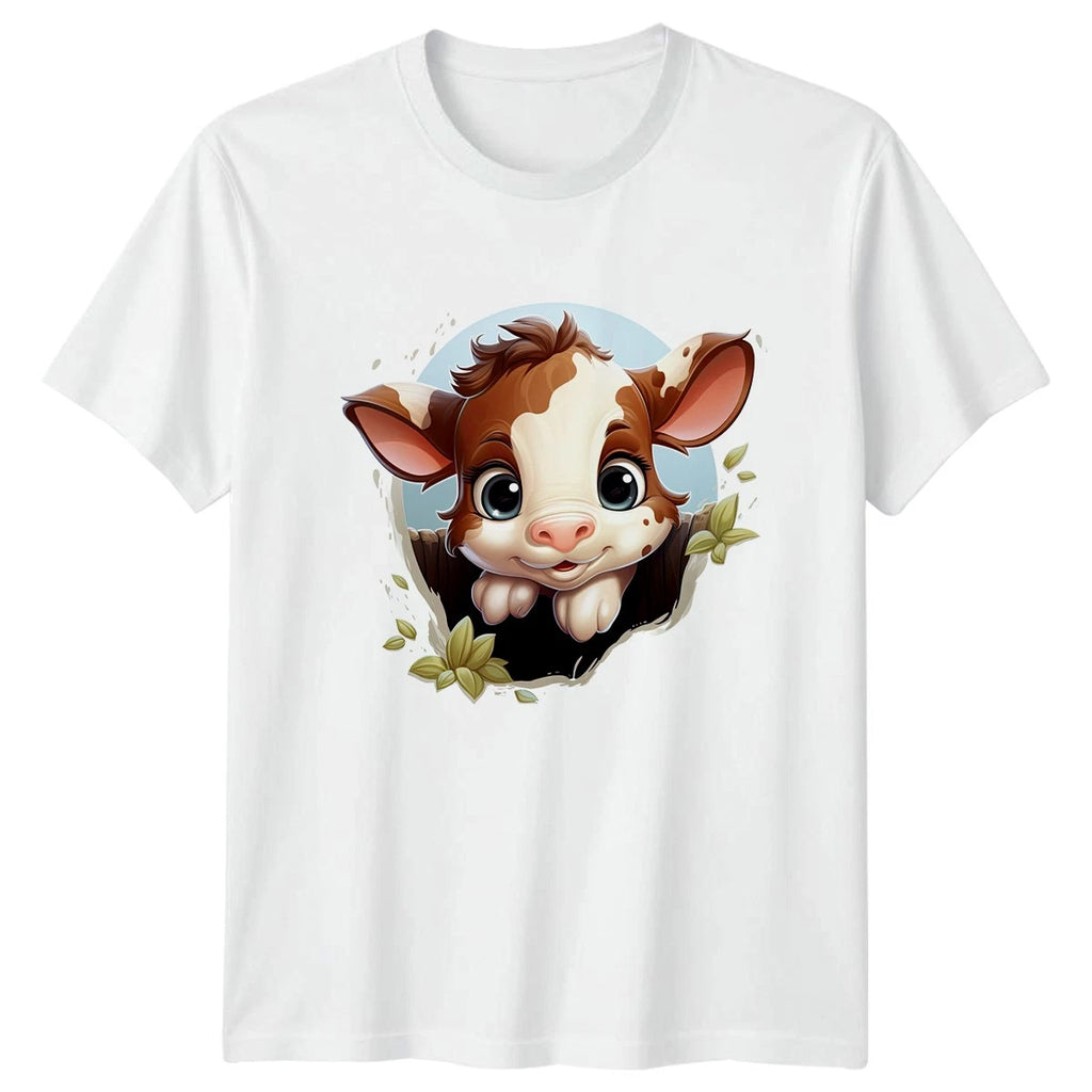 Cute Peeking Baby Cow T-Shirt Cow Animal Gift For Him And Her