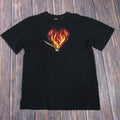 Vintage Y2K Ace Of Hearts Light My Fire T-Shirt Large Streetwear Grunge Skater