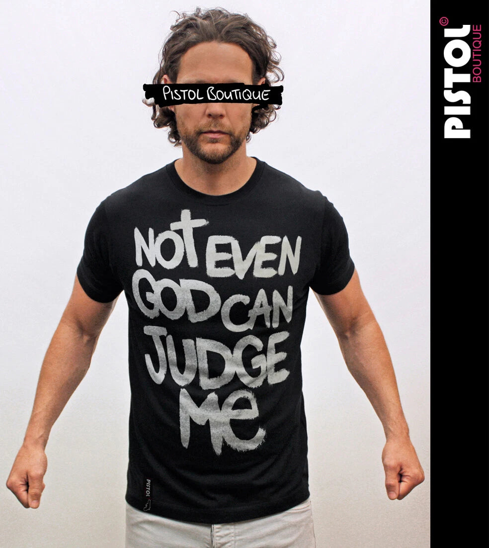 Pistol Boutique T-Shirt Noir Standard Fit À Col Rond Pas Même Dieu Ne Peut Juger