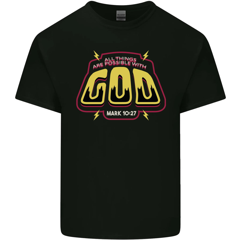 Possible With God Christianity Christian Mens Cotton T-Shirt Tee Top