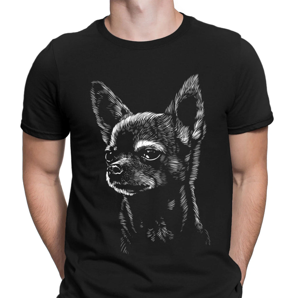 Chihuahua Dog Face Gift Funny Retro Mens T-Shirts Tee Top #D