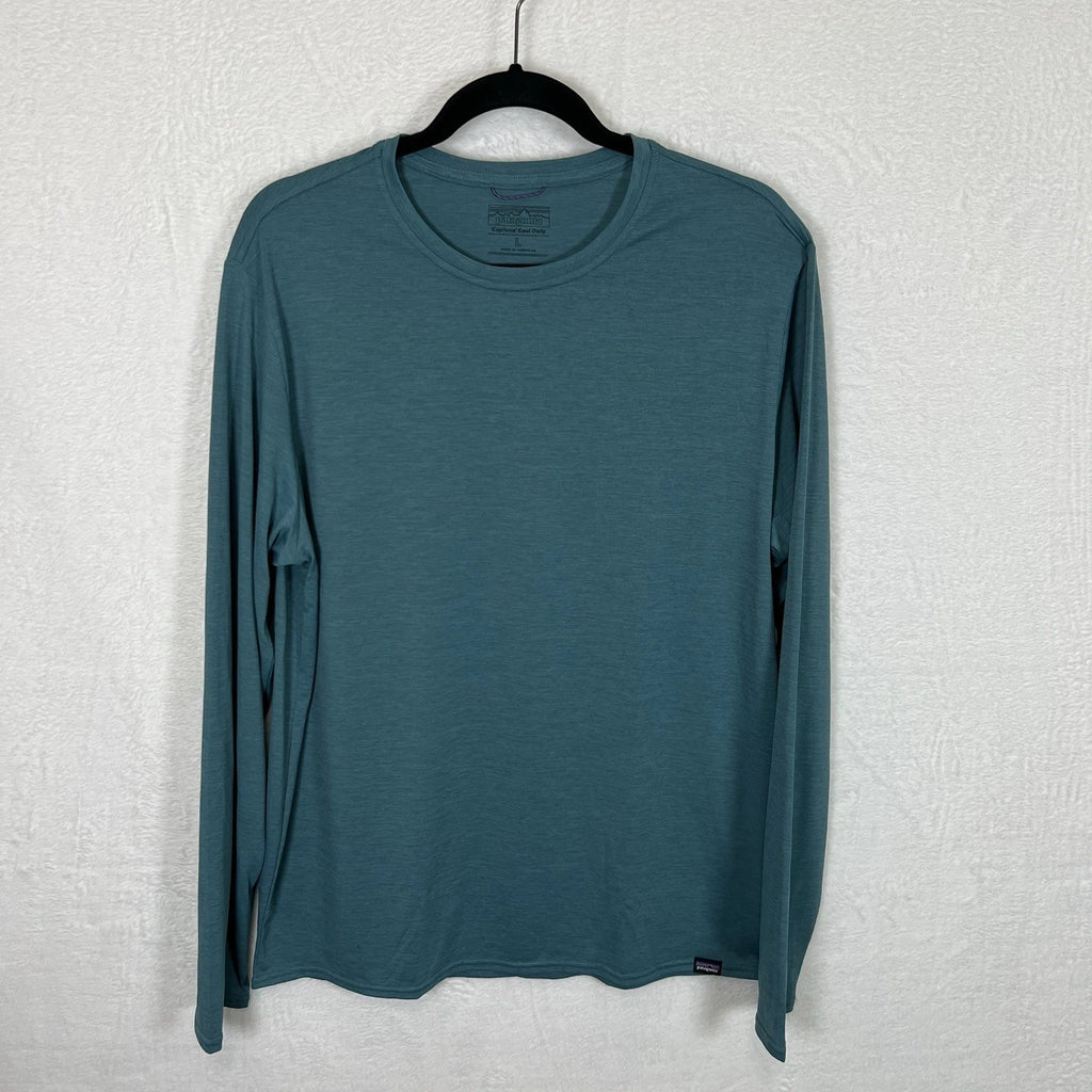 PATAGONIA Capilene Cool Daily Shirt Mens L Teal Green Long Sleeve UPF 50+