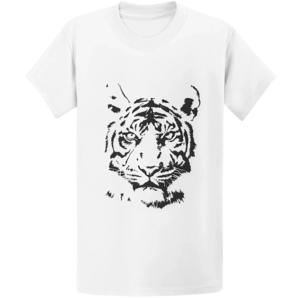 Gildan 5000 Vintage Tiger Face Graphic T-Shirt - Trendy Animal Lover Gift Tee