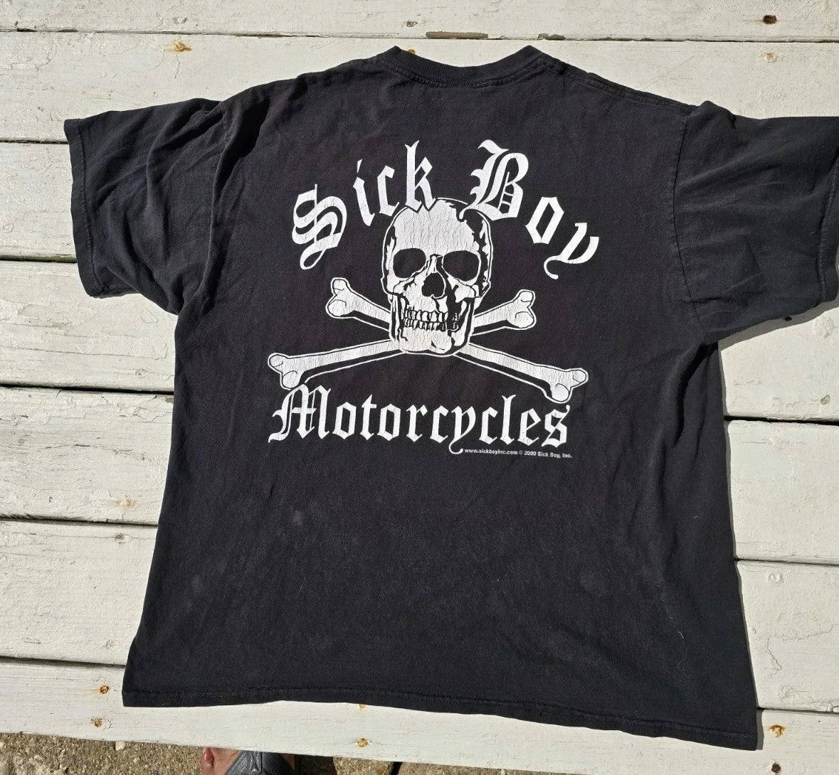Vintage 2000 Sick Boy Motorcycles Original Logo T-Shirt Size XL Skull Biker Y2K