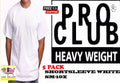 5 PACK Pro Club Heavyweight T-Shirt White Short Sleeve Premium Cotton Mens Tee