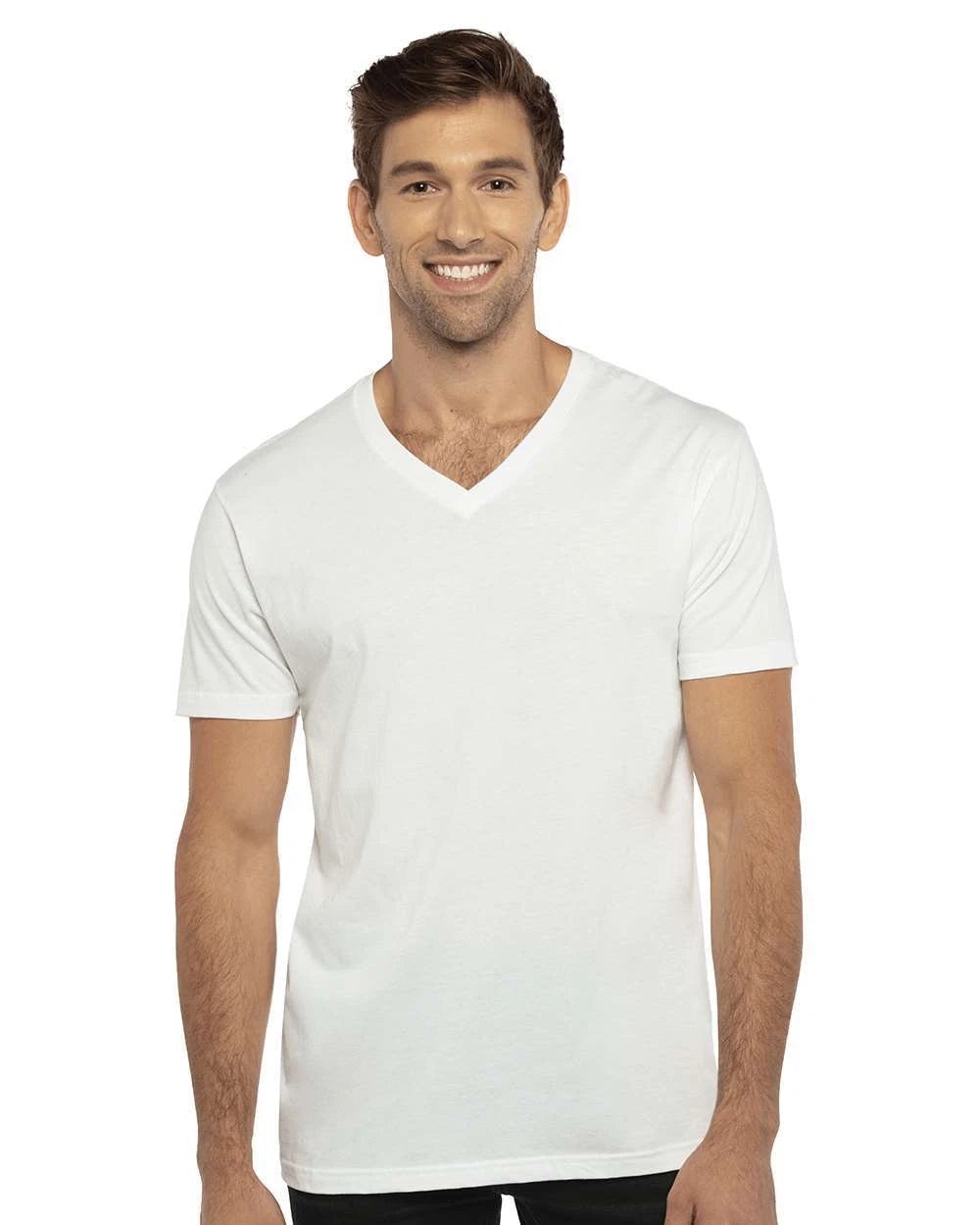 Next Level Men's V-Neck Cotton Tee Short Sleeve Plain Basic T-Shirt 3200