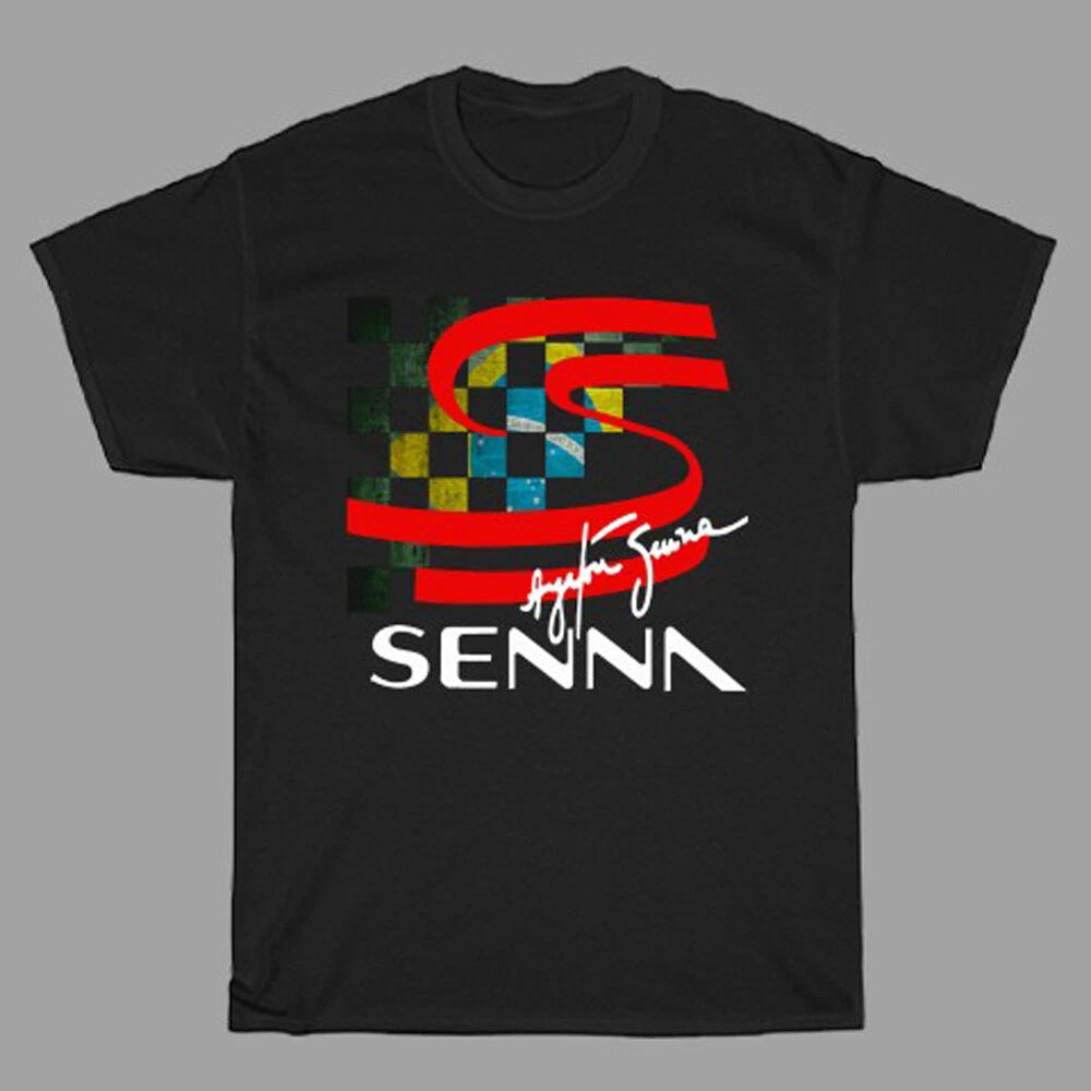 Ayrton Senna Sports Men's Black Size S to 5XL