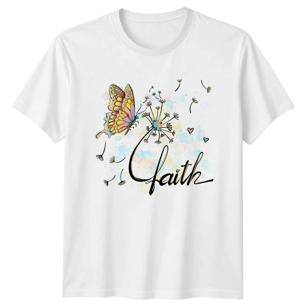 Faith Womens T-Shirt Christian Butterfly Inspirational Birthday Gift For Her