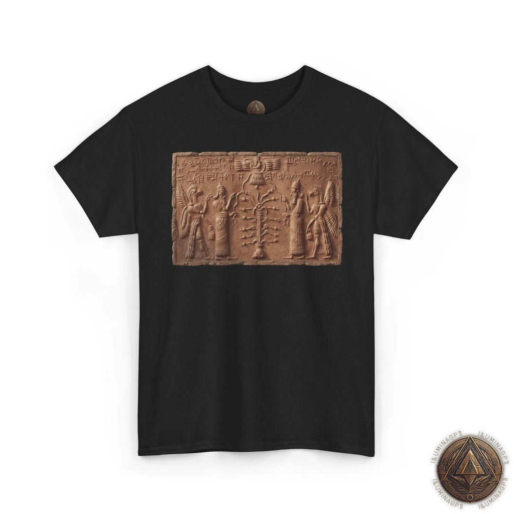 Apkallu T-Shirt, Eagle Headed Apkallu Sacred Tree Winged Disc Assyrian Tee