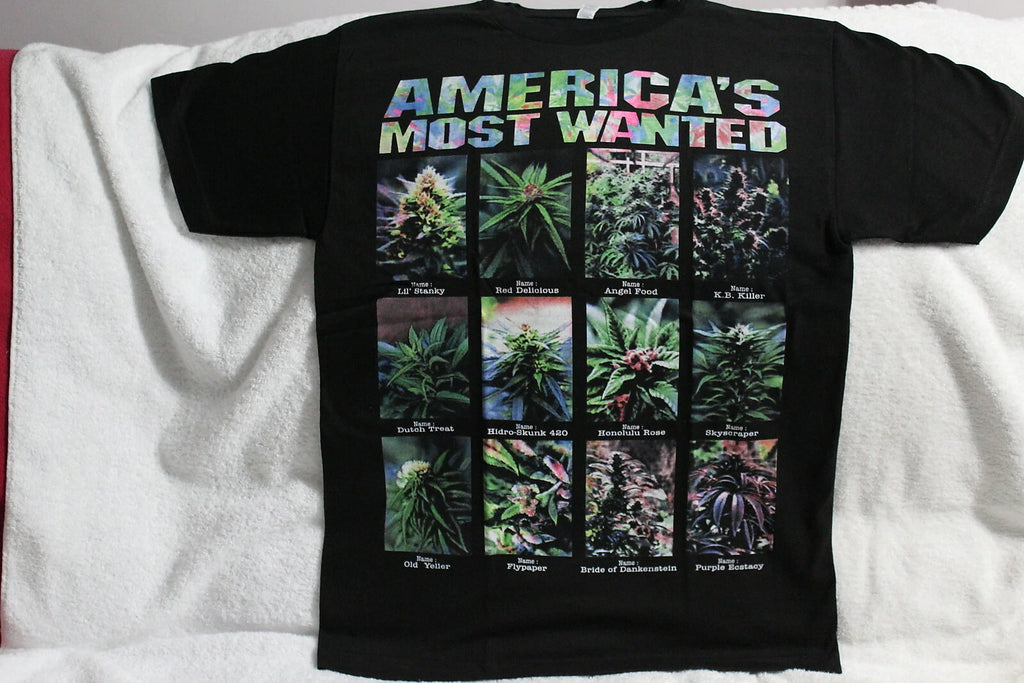 MARIJUANA AMERICA'S MOST WANTED WEED CANNABIS KUSH T-SHIRT