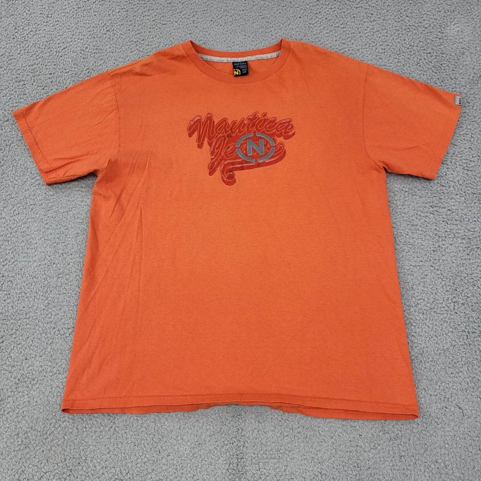 Nautica Jeans VTG Y2K Shirt Mens Large Orange Logo Graphic