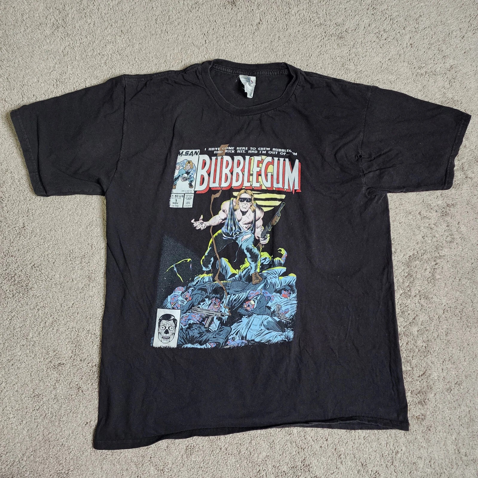 Vintage Comic-Style Bubblegum Graphic T-Shirt Men’s Large Colorful Pop Culture T